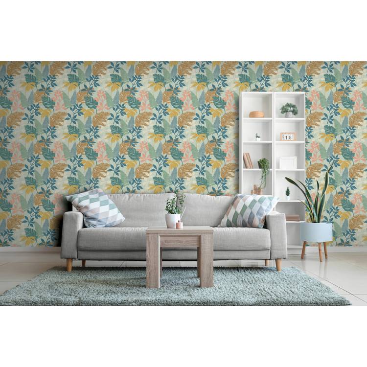 Arthouse Esselle Fun Leaf blue wallpaper, UK version