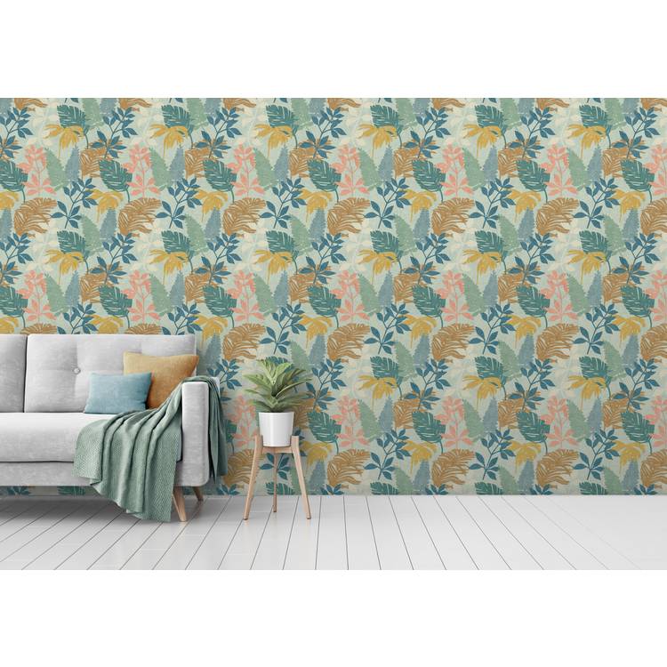 Arthouse Esselle Fun Leaf blue wallpaper, UK version