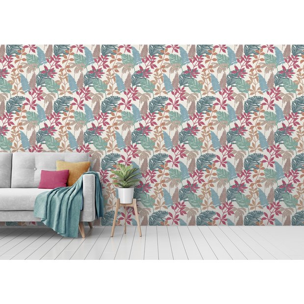 Arthouse Esselle Fun Leaf multicoloured wallpaper (British brand)