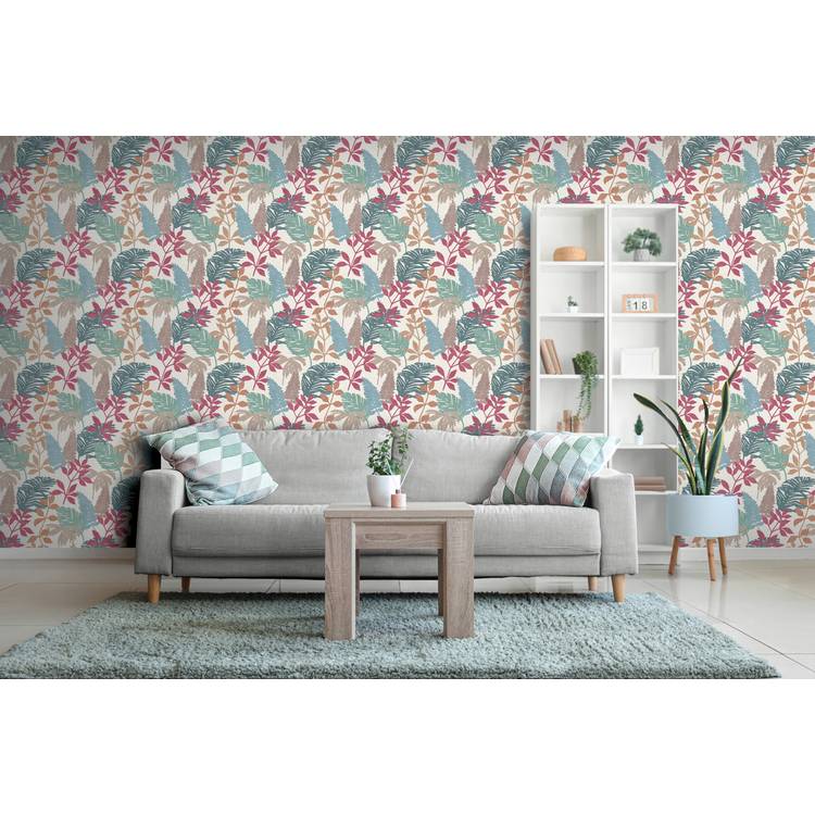 Arthouse Esselle Fun Leaf multicoloured wallpaper (British brand)