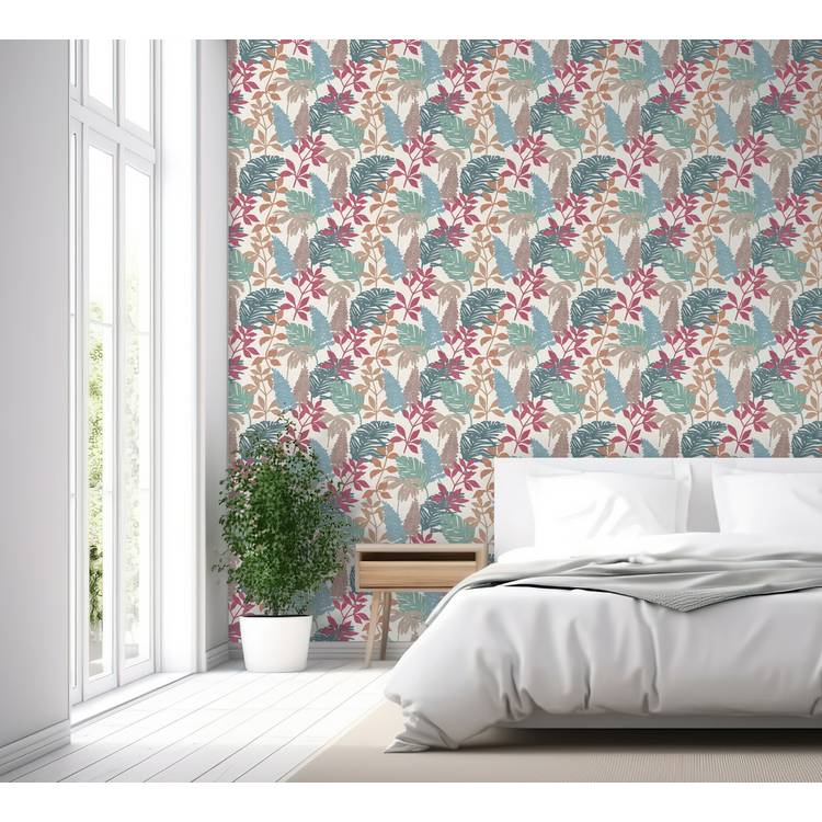Arthouse Esselle Fun Leaf multicoloured wallpaper (British brand)