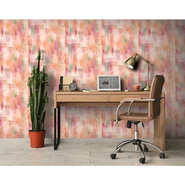 Arthouse Esselle pink painterly pattern wallpaper, imported from the UK