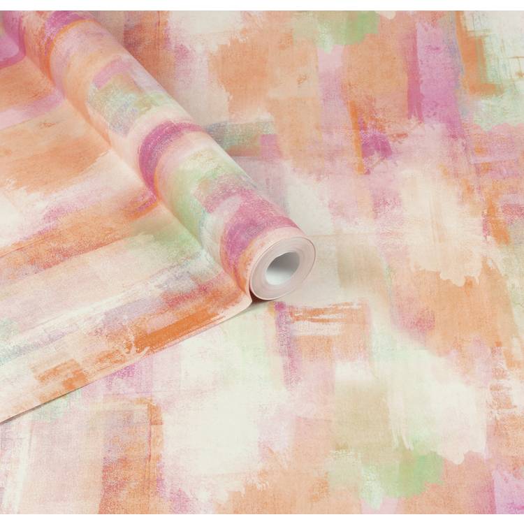 Arthouse Esselle pink painterly pattern wallpaper, imported from the UK