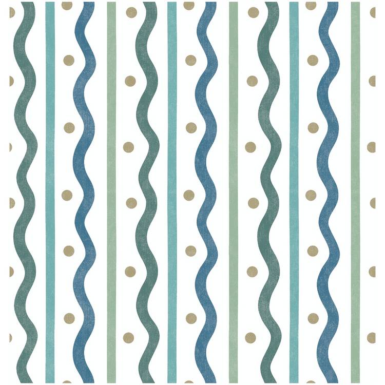 Arthouse Squiggle Stripe wallpaper blue green roll, UK version