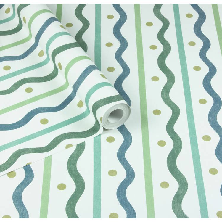Arthouse Squiggle Stripe wallpaper blue green roll, UK version