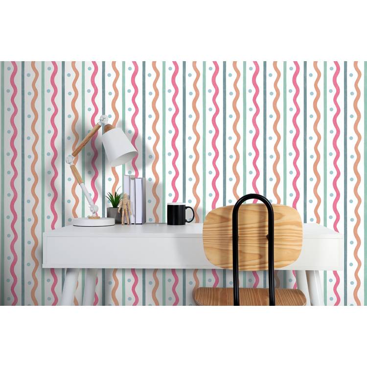 Arthouse Esselle squiggle striped wallpaper multicoloured (British brand)