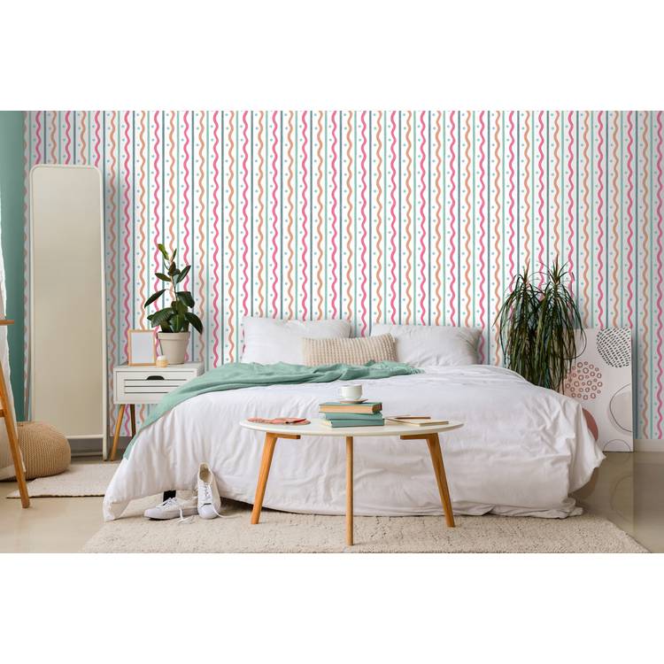 Arthouse Esselle squiggle striped wallpaper multicoloured (British brand)