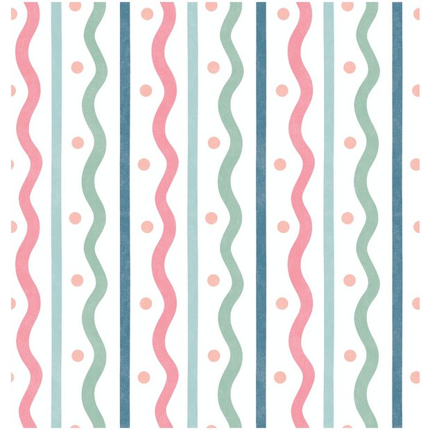 Arthouse Esselle squiggle stripes wallpaper pink multi (British brand)