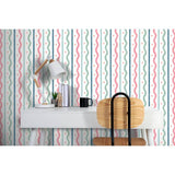 Arthouse Esselle squiggle stripes wallpaper pink multi (British brand)