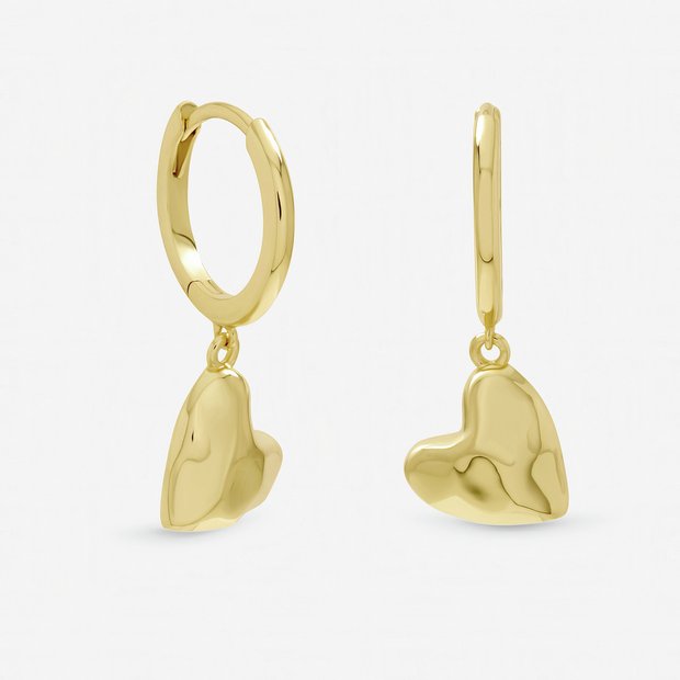 Inicio gold plated heart huggies earrings, imported from the UK