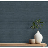 Arthouse blue raffia texture wallpaper, imported from the UK