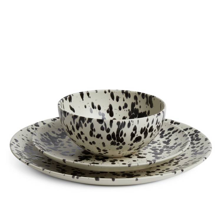 Habitat Jackson black stoneware dinner set 12-piece (British brand)