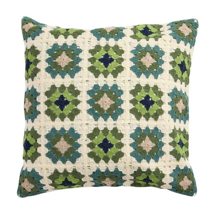 Argos Home crochet cushion green 43x43cm, UK version