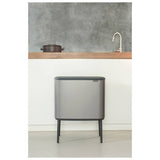 Brabantia touch top bin Dark Grey 11+23 litre, imported from the UK