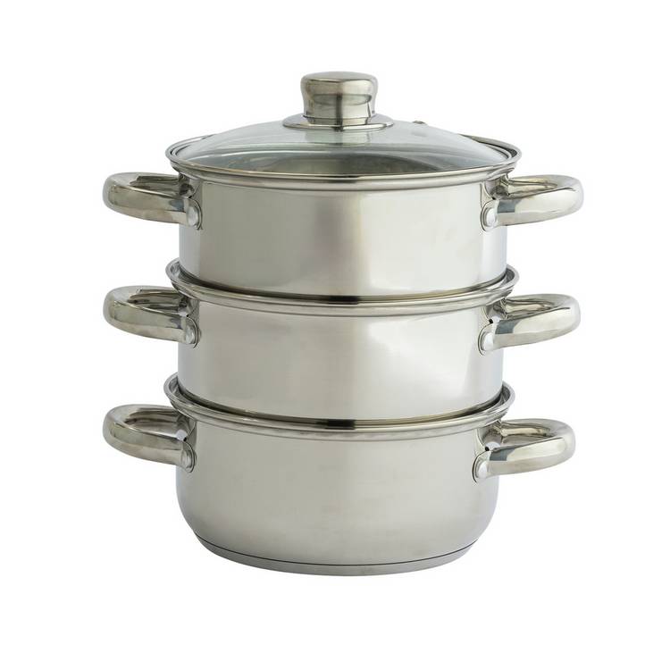 Argos Home 18cm 3 tier stainless steel kitchen steamer - British product