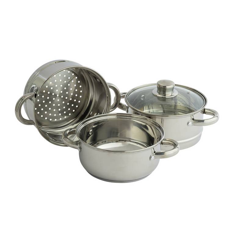 Argos Home 18cm 3 tier stainless steel kitchen steamer - British product