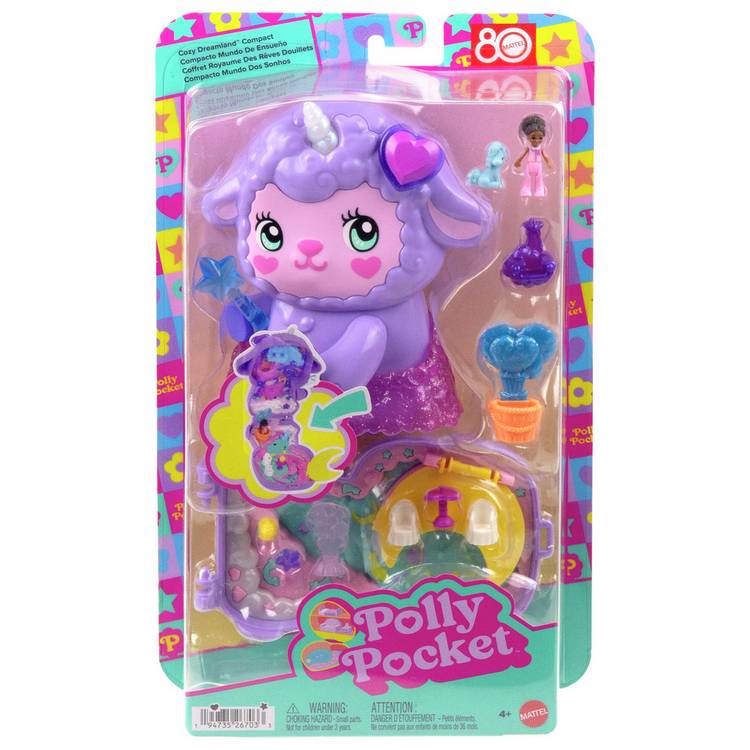 Polly Pocket Lamb Compact playset with micro doll and unicorn, UK version