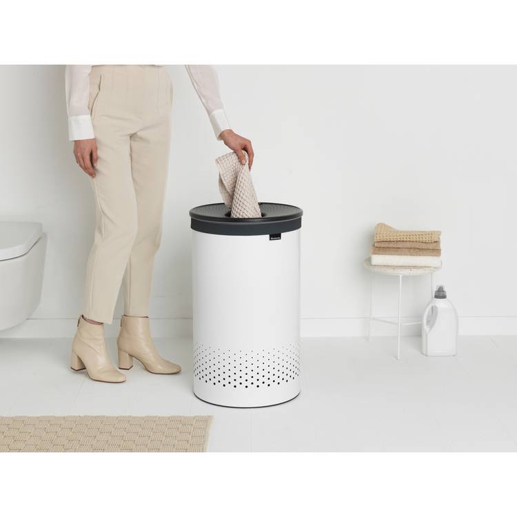 Brabantia 60 litre white laundry bin, imported from the UK