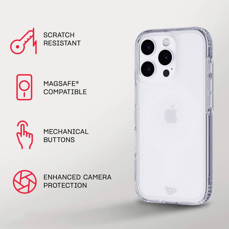 Tech21 EvoClear clear case for iPhone 16 Pro, imported from the UK
