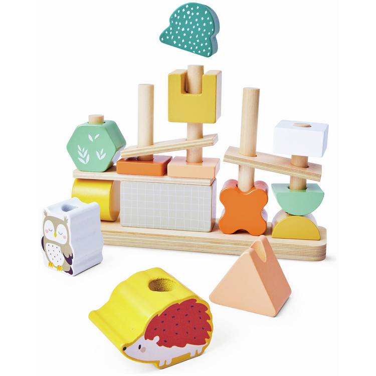 Chad Valley Woodland Shape Stack 17 wooden blocks - British product