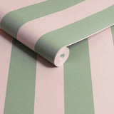 Cath Kidston stripe wallpaper fern green pink, imported from the UK