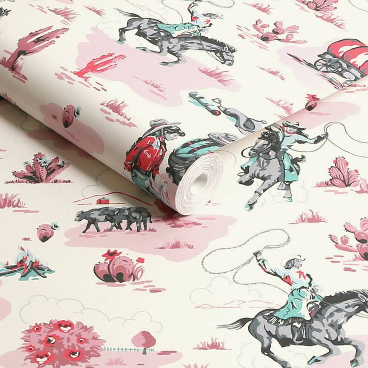 Cath Kidston Cowgirls Pink wallpaper (British brand)