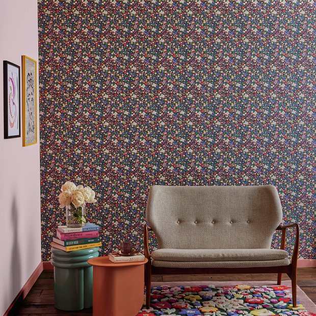 Cath Kidston Harmony Ditsy Night wallpaper, imported from the UK