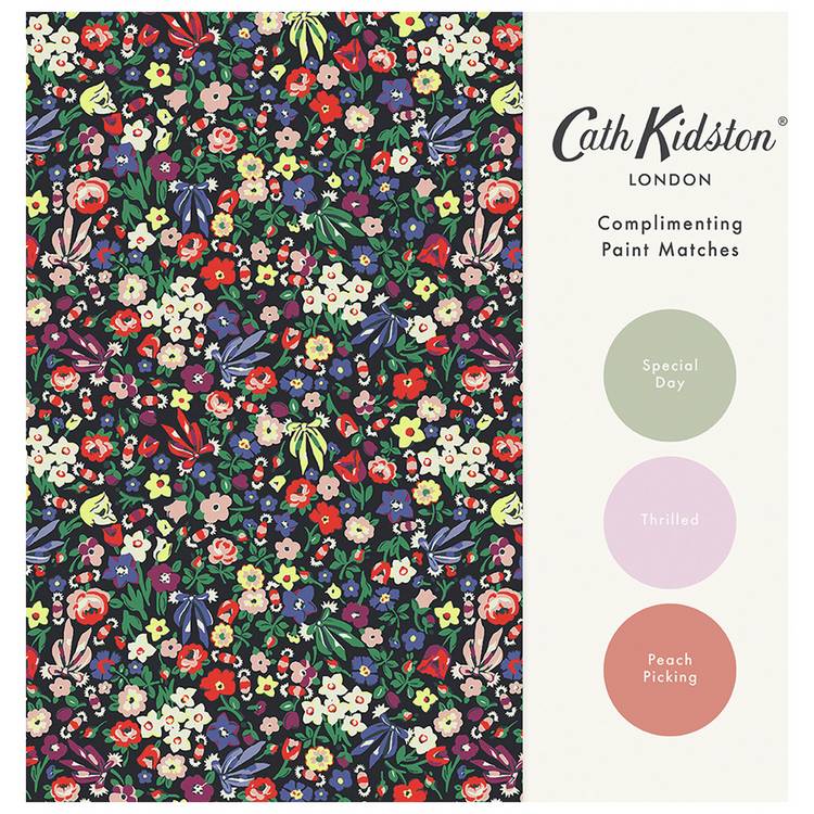 Cath Kidston Harmony Ditsy Night wallpaper, imported from the UK