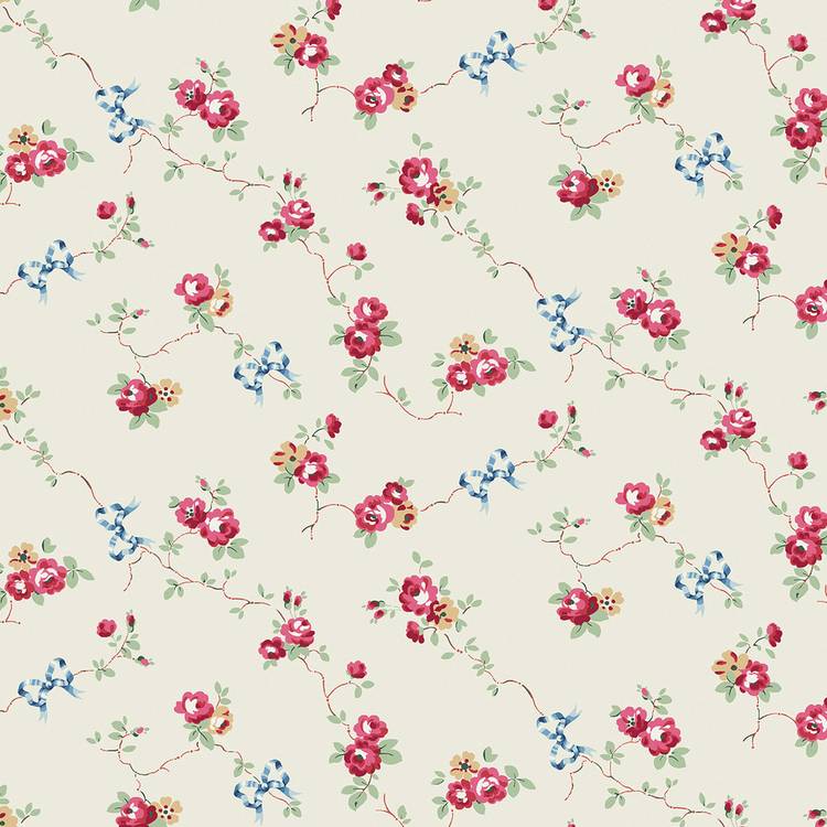 Cath Kidston Rose & Bows cream wallpaper 52cm x 10m, UK version