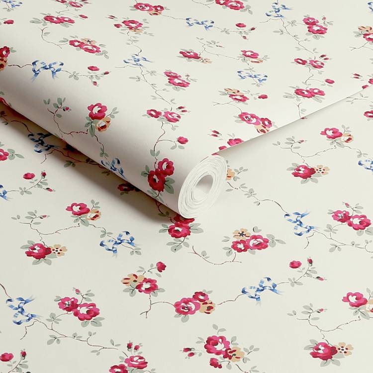 Cath Kidston Rose & Bows cream wallpaper 52cm x 10m, UK version