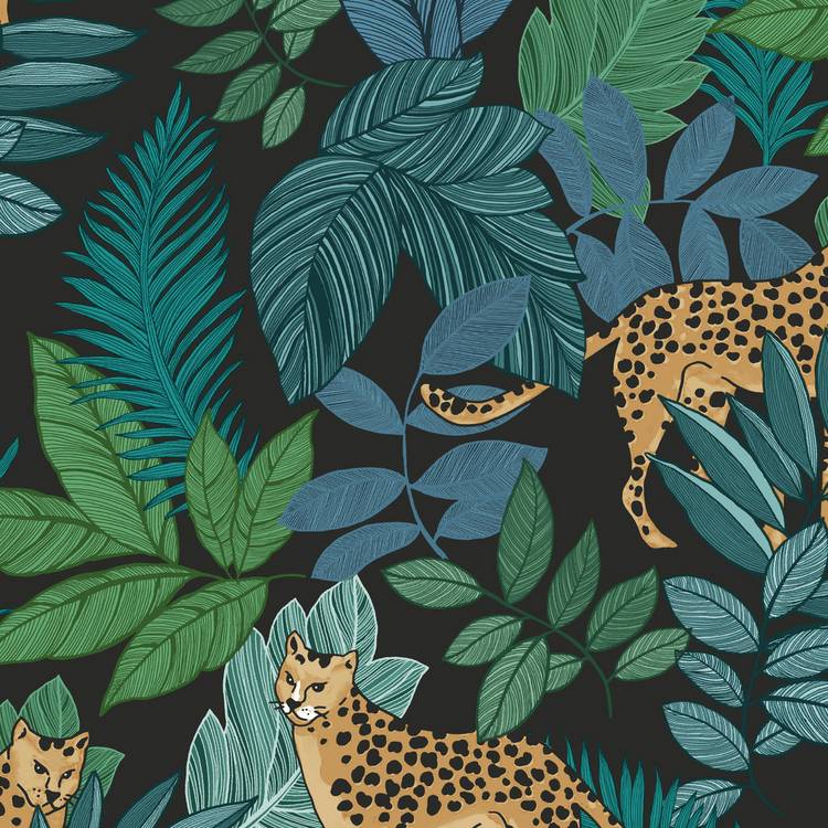 Envy Cheetin Night Jungle wallpaper with cheetah print, UK version