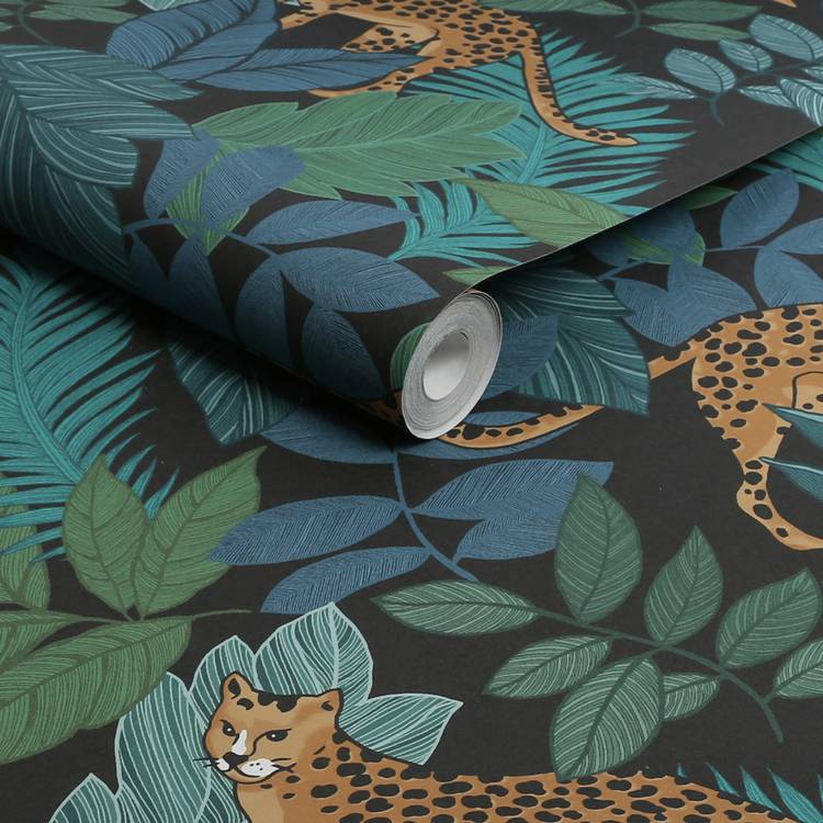 Envy Cheetin Night Jungle wallpaper with cheetah print, UK version