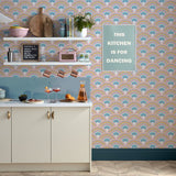 Envy Curve Sky themed wallpaper multicoloured roll - British product