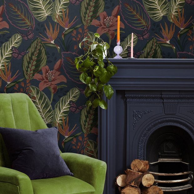 Envy Eden Night wallpaper navy blue, imported from the UK