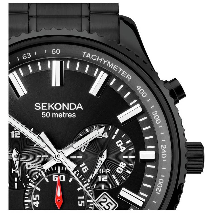 Sekonda men's watch black stainless steel bracelet, imported from the UK
