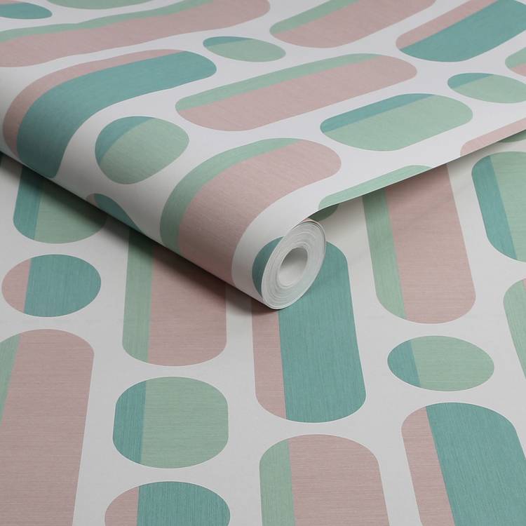 Envy Morse rose and sage wallpaper cream roll, UK version