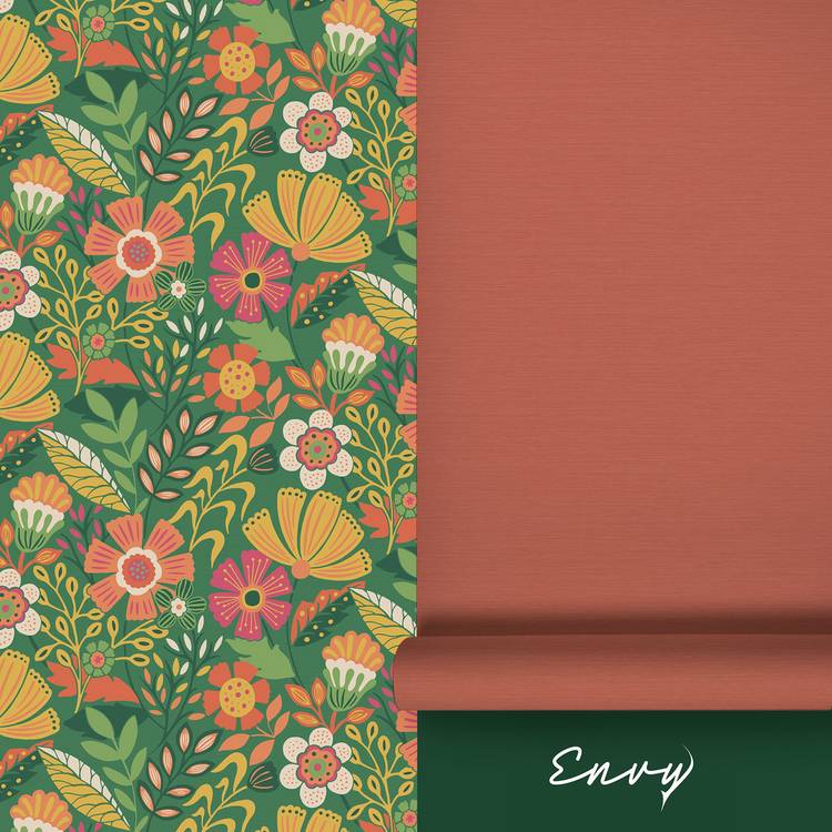 Envy Oopsy Daisy Ochre multicoloured wallpaper, UK version