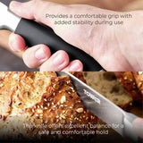 Tower soft grip bread knife black and silver 20cm, imported from the UK