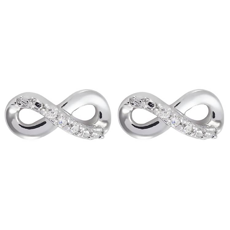 Revere sterling silver diamond infinity studs 0.02ct, UK version