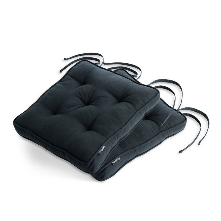 Habitat black seat cushions set of 2 40cm (British brand)