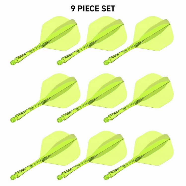 Winmau Fusion dart flight and shaft in neon yellow - British product