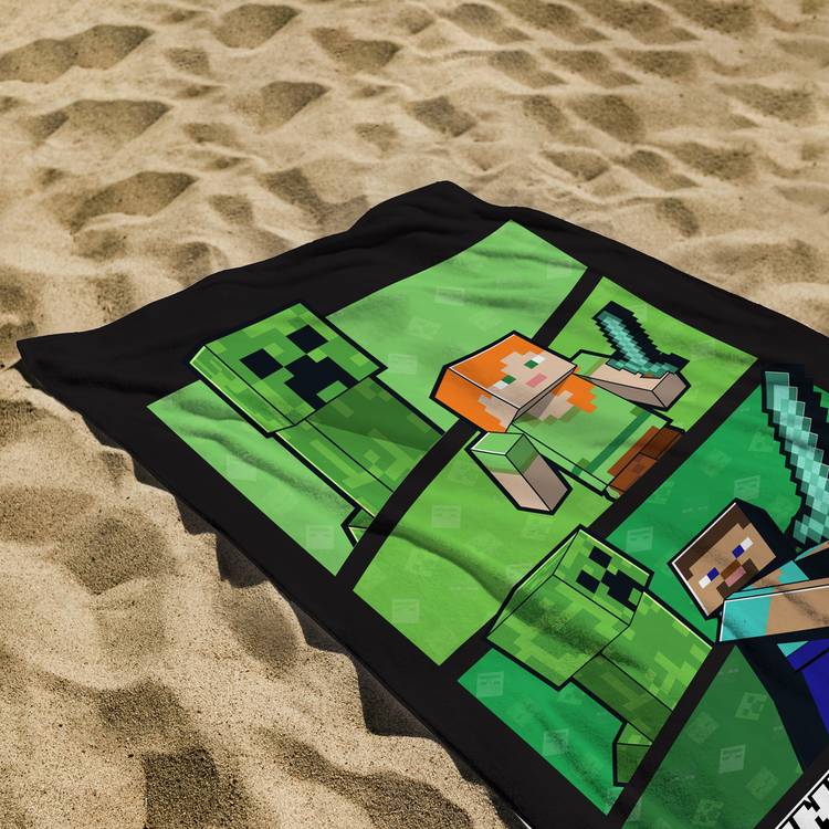 Minecraft beach towel green 140x70cm - British product