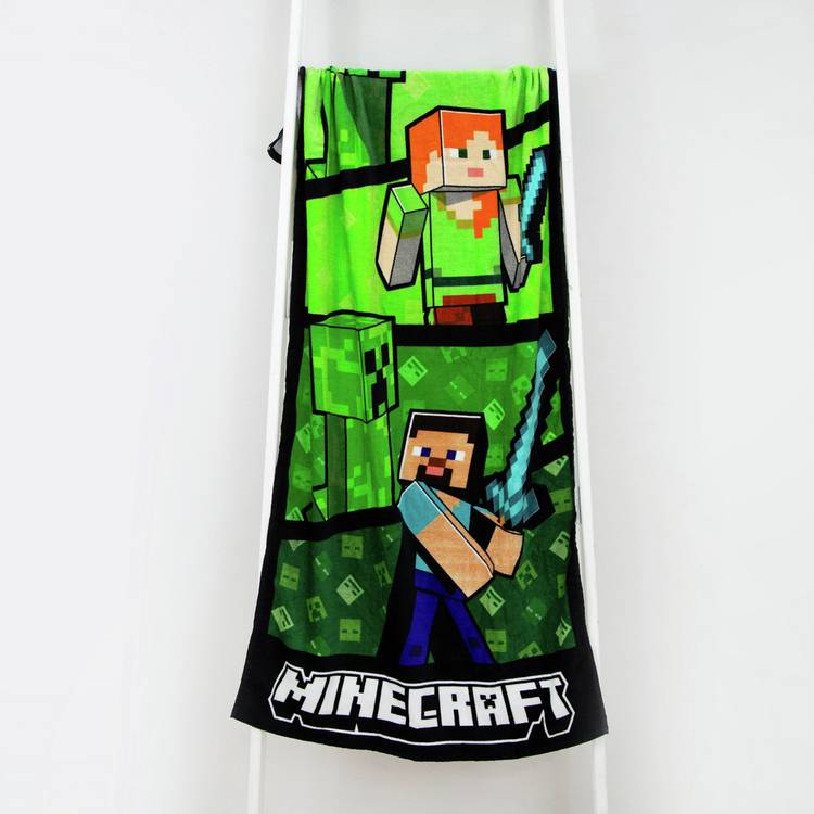 Minecraft beach towel green 140x70cm - British product