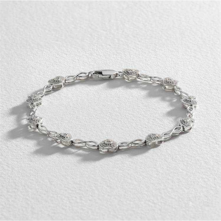Revere sterling silver diamond heart bracelet 0.05ct, UK version