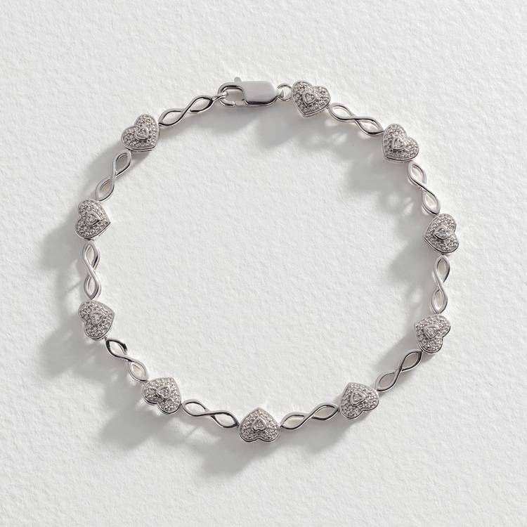 Revere sterling silver diamond heart bracelet 0.05ct, UK version