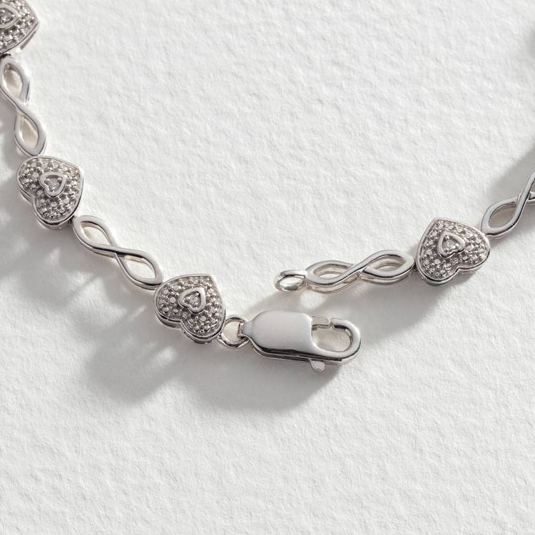Revere sterling silver diamond heart bracelet 0.05ct, UK version
