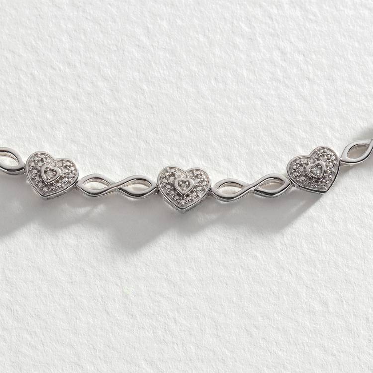 Revere sterling silver diamond heart bracelet 0.05ct, UK version