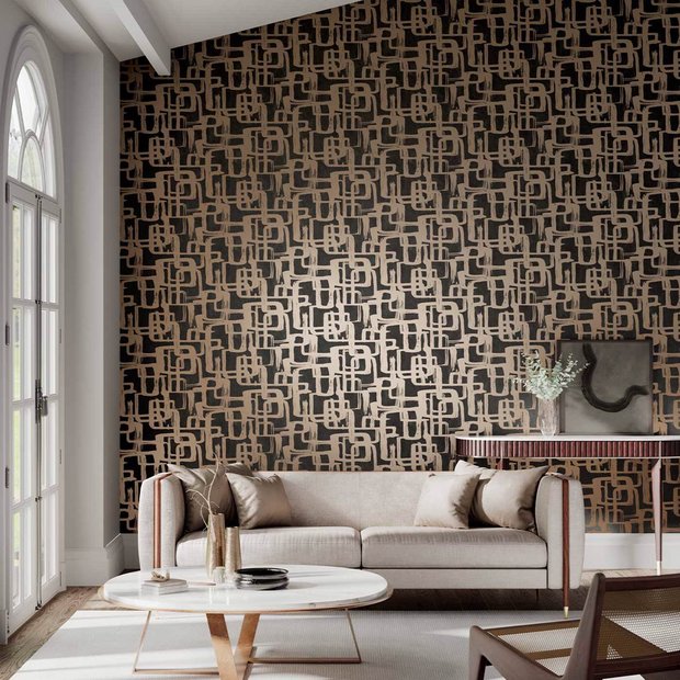 Harlequin Asuka Onyx Black wallpaper roll, imported from the UK