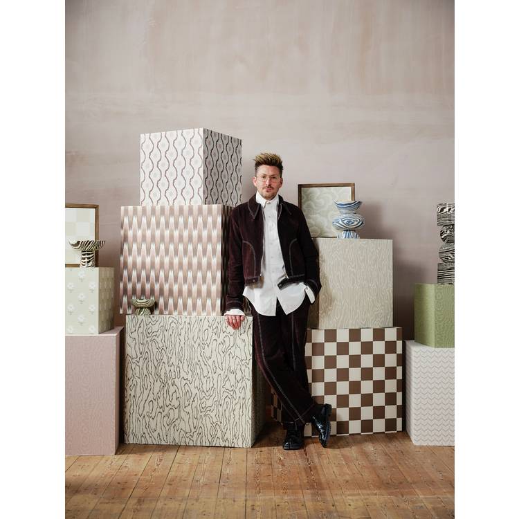 Harlequin Blenets Check chocolate multi colour wallpaper - British product