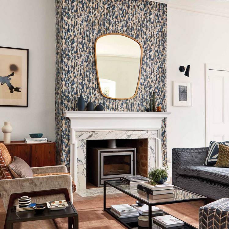 Harlequin Fade Ink Bronze Blue wallpaper with embossed texture (British brand)